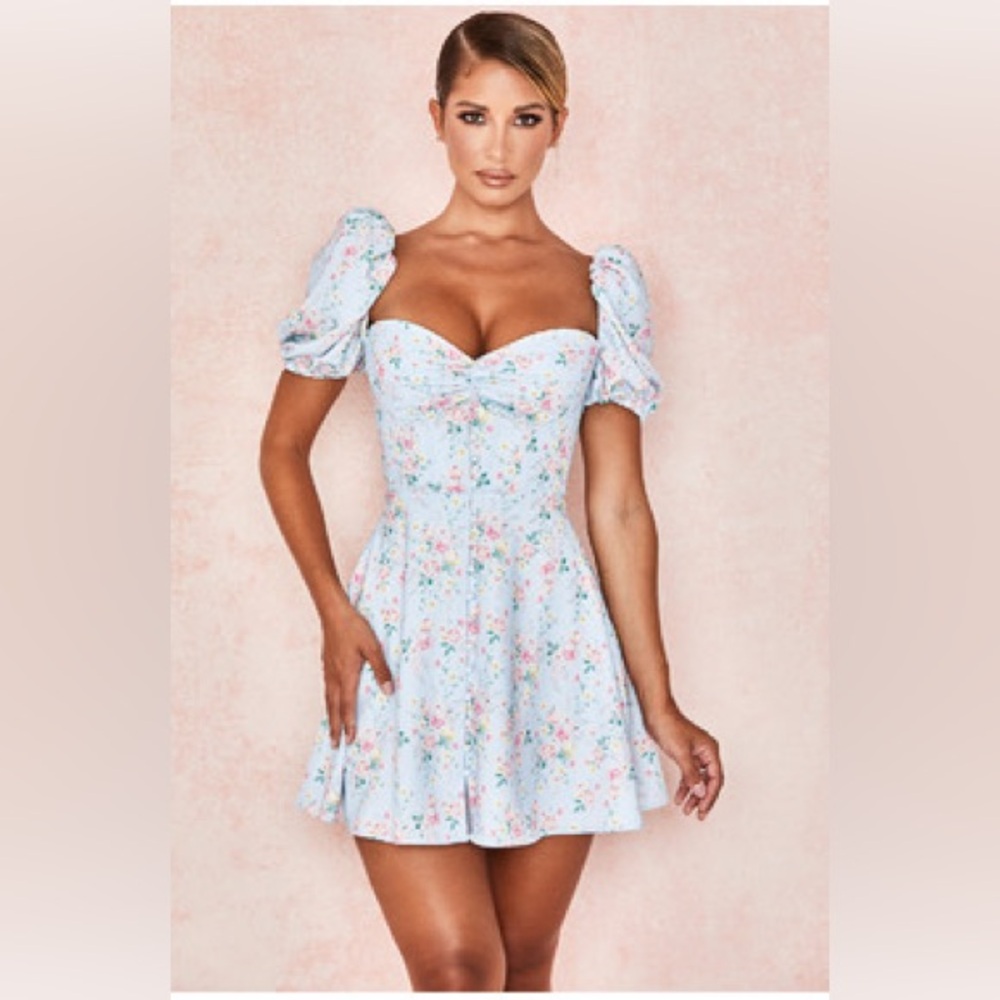 House of CB Aria Blue Floral Mini Sundress Cottage Core Size XL